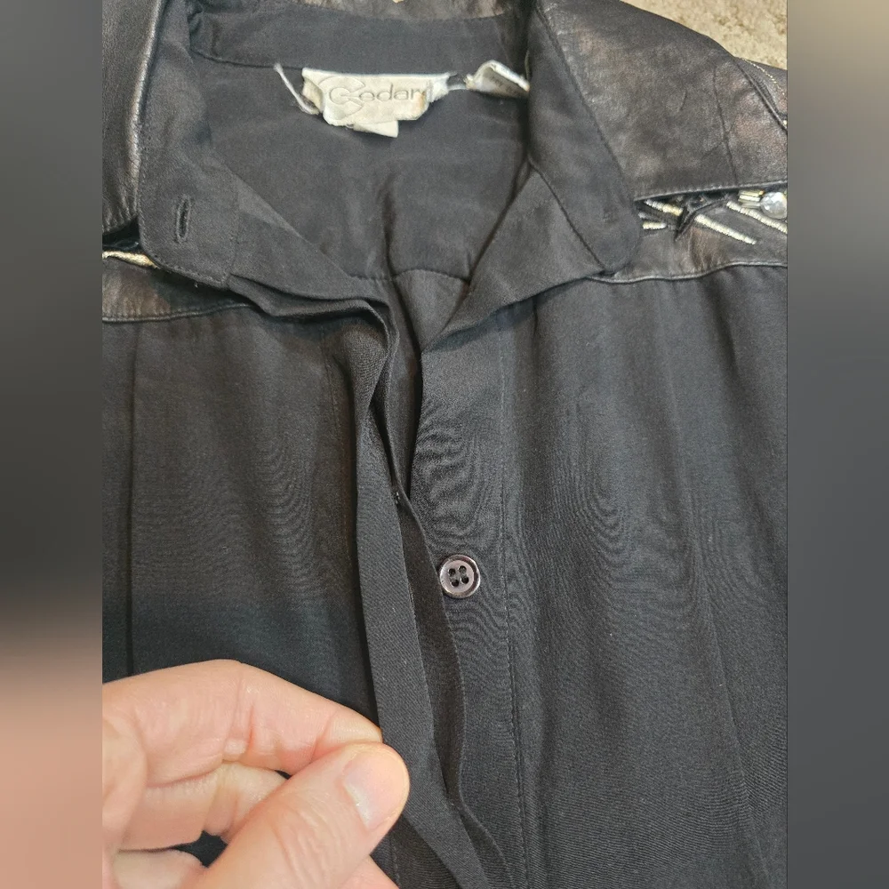 Vintage Western Cowgirl Silk Leather Snakeskin Button Up Blouse Size 8 Rodeo - Picture 7 of 10